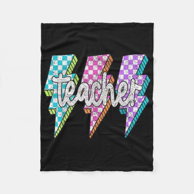 Retro Lightning Bolt Teacher  Fleece Blanket (Front)