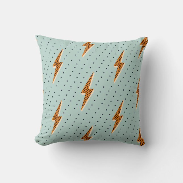 Retro Lightning bolt thunder flash red Fabric Cushion (Front)