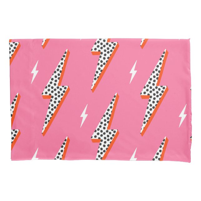 Retro Lightning bolt thunder flash red Fabric Thro Pillowcase (Front)