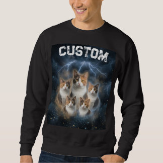Retro Lightning Calico Cats Vintage Graphic Sweatshirt