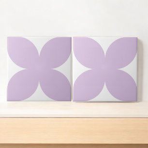 Retro Lilac Floral Petal Mid Century Modern Ceramic Tile