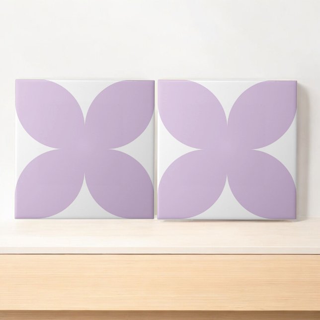 Retro Lilac Floral Petal Mid Century Modern  Ceramic Tile (Creator Uploaded)