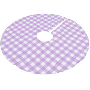Retro Lilac Gingham Plaid Checks Chequered   Brushed Polyester Tree Skirt