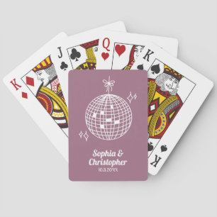 Retro Lilac Purple Disco Ball Wedding Personalised Playing Cards