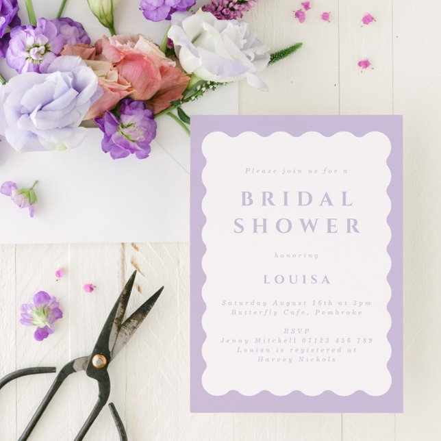 Retro Lilac Wavy Bridal Shower  Invitation (Creator Uploaded)