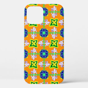 Retro lily and Daisies on yellow iPhone 12 Case