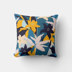 Retro Lily Flowers Seamless Pattern Cushion