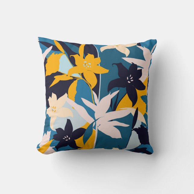 Retro Lily Flowers Seamless Pattern Cushion (Front)