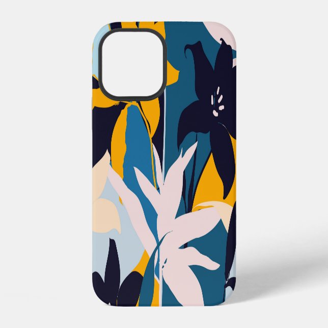 Retro Lily Flowers Seamless Pattern iPhone Case (Back)