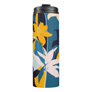 Retro Lily Flowers Seamless Pattern Thermal Tumbler