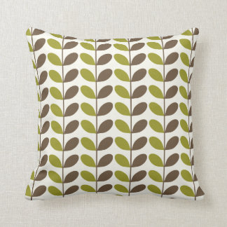 Retro Lime and Olive Leaf Pattern Cushion