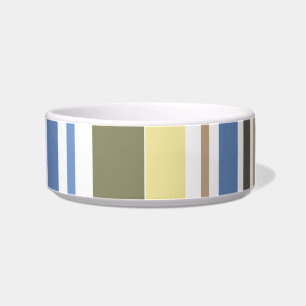 Retro Lime Blue Grey Art Pattern Pet Bowl