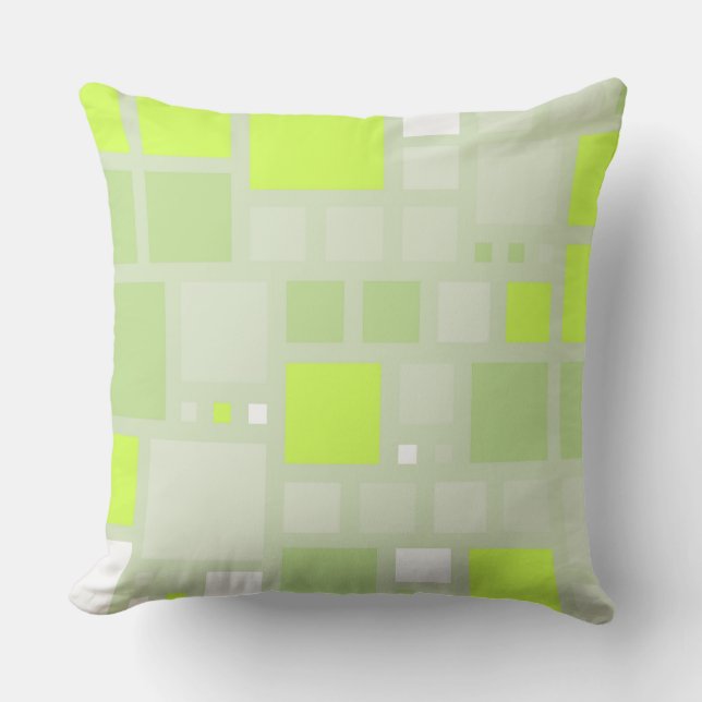 Retro Lime Green Squares Pattern Cushion (Front)