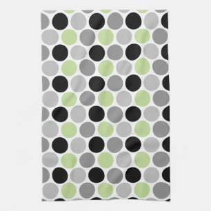 Retro Lime Grey Black Circles Kitchen Towels