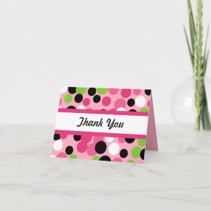 Retro Lime Polka Dot Thank You Card