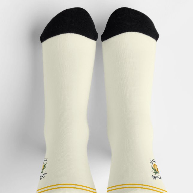 Retro Limoncello Fun Cocktail Lover Gift Yellow Socks (Top)