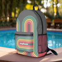 Retro Line Arch Pastel Rainbow Colours Script Name