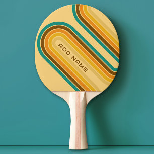 Retro Line Arch with Earthy Colours - Custom Name Ping Pong Paddle