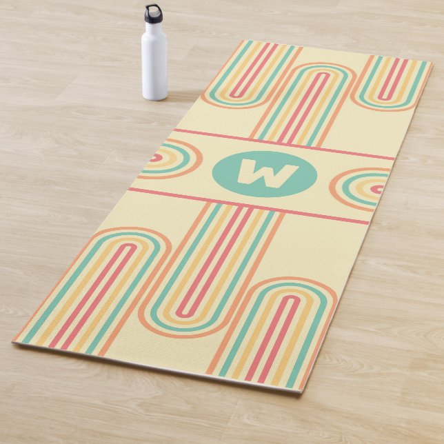 Retro Line Art Monogram Yoga Mat (In Situ)