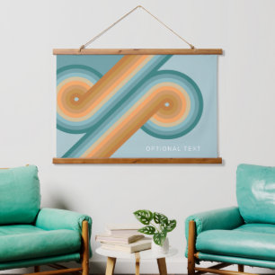 Retro Line Art Sunset Southwest Colours Circle Hanging Tapestry