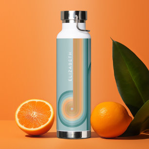 Retro Line Art Sunset Southwest Colours Circle Water Bottle