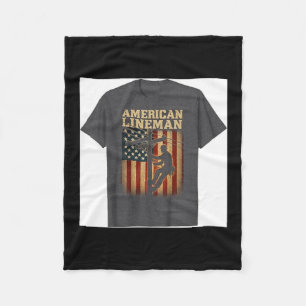 Retro Lineman American Flag Electric Cable Fleece Blanket
