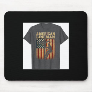 Retro Lineman American Flag Electric Cable Mouse Pad