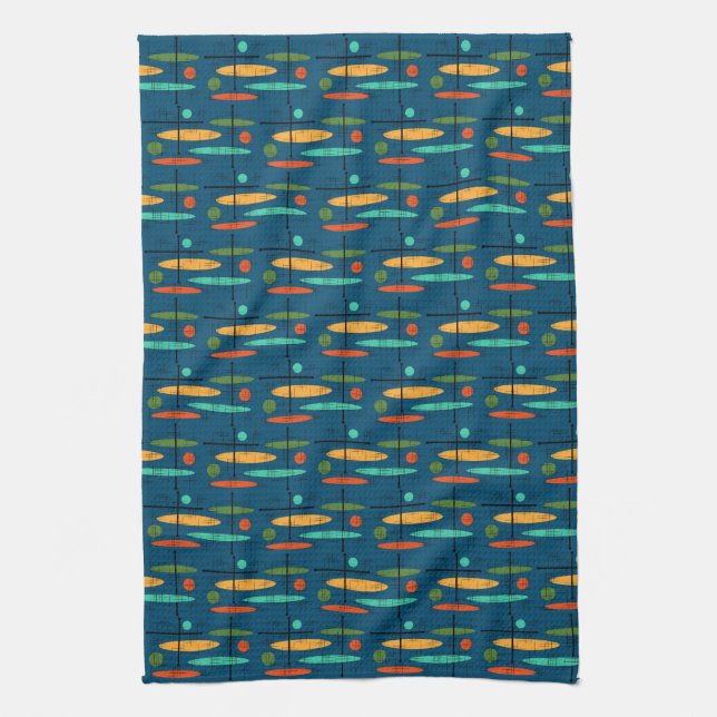 Retro Lines & Oval Tea Towel (Vertical)