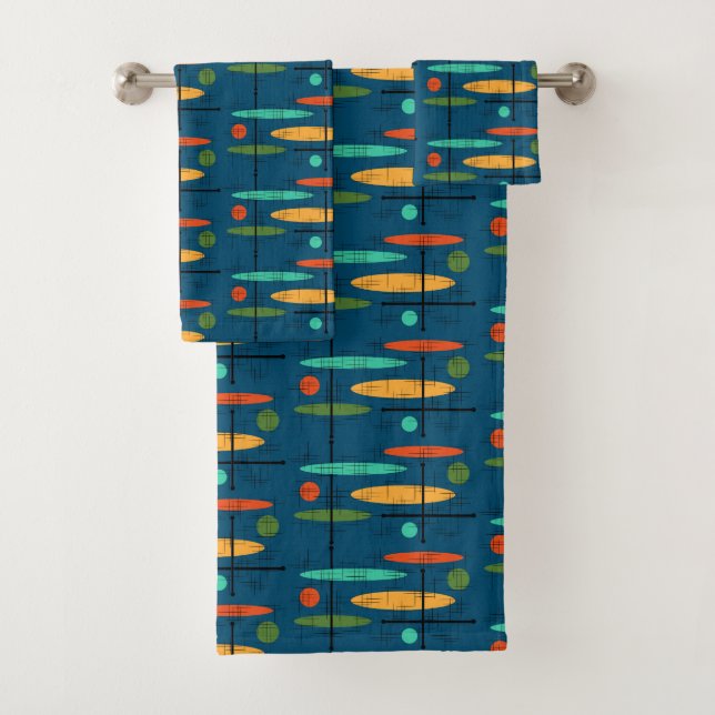 Retro Lines & Ovals Bath Towel Set (Insitu)