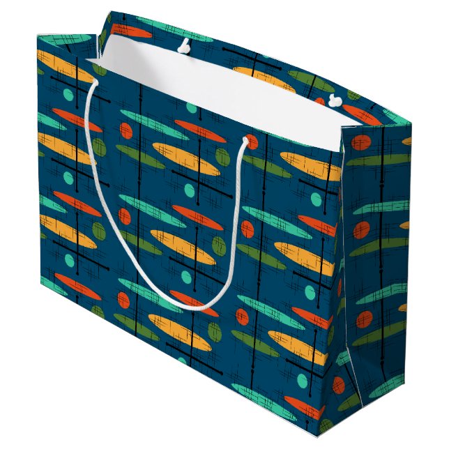 Retro Lines & Ovals Large Gift Bag (Back Angled)