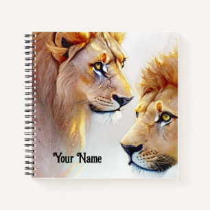 Retro Lions Art - Classic Wildlife Wall Art Notebook