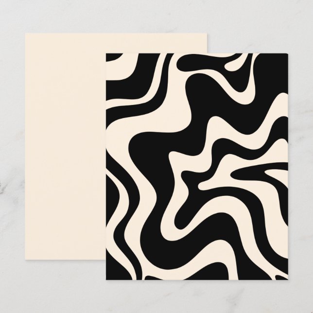 Retro Liquid Swirl Abstract Pattern Black Cream (Front/Back)