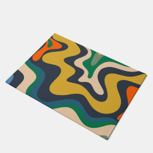 Retro Liquid Swirl Abstract Pattern  Doormat