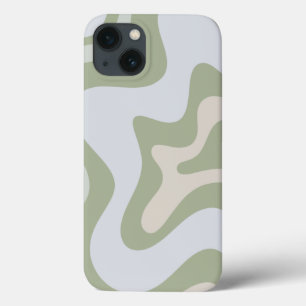 Retro Liquid Swirl Abstract Pattern in Sage Green iPhone 13 Case