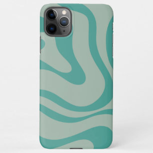 Retro Liquid Swirl Abstract Pattern Muted Teal iPhone 11Pro Max Case