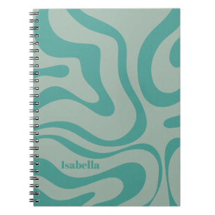 Retro Liquid Swirl Abstract Pattern Personalised Notebook