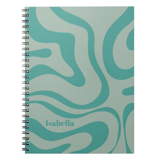 Retro Liquid Swirl Abstract Pattern Personalised Notebook (Front)