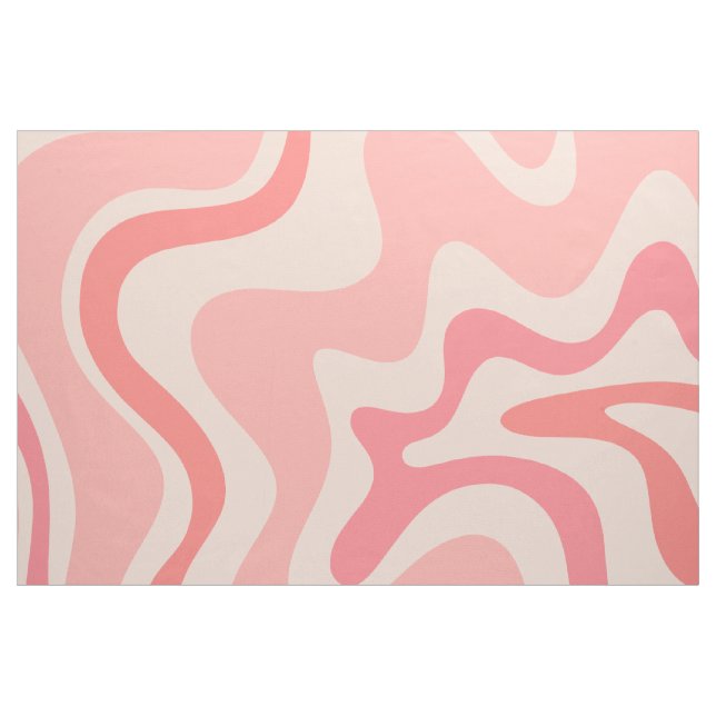 Retro Liquid Swirl Abstract Pattern Pink Blush Fabric (Fat Quarter)