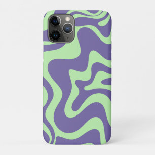 Retro Liquid Swirl Abstract Pattern Purple Mint iPhone 11 Pro Case