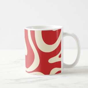 Retro Liquid Swirl Abstract Pattern Red and Cream Coffee Mug
