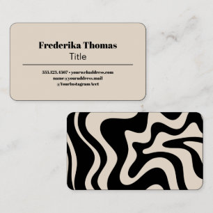 Retro Liquid Swirl Black and Cream Abstract Business Card
