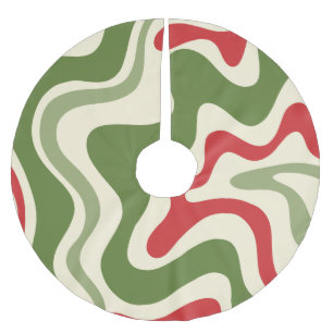 Retro Liquid Swirl Christmas Abstract 60s 70s Brushed Polyester Tree Skirt