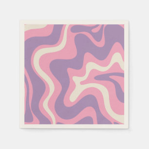 Retro Liquid Swirl Groovy Abstract Purple Pink Napkin