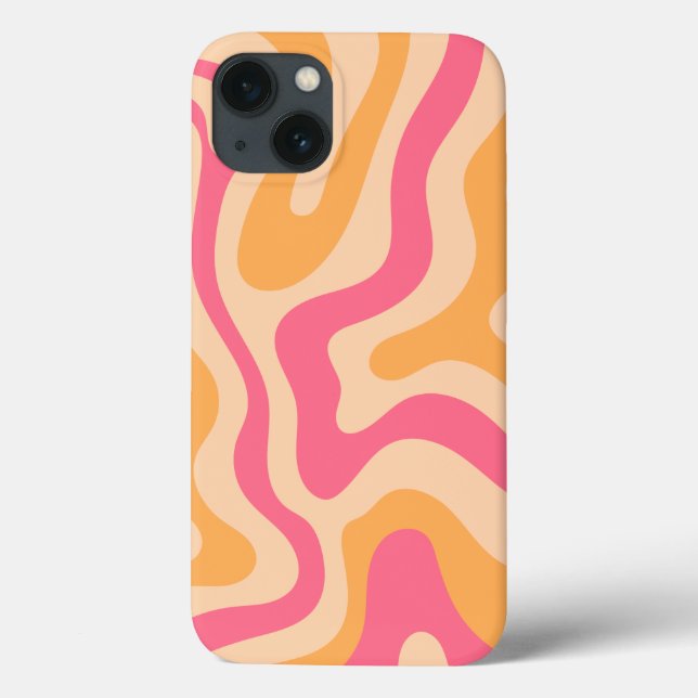 Retro Liquid Swirl Orange Pink And Cream Case-Mate iPhone Case (Back)