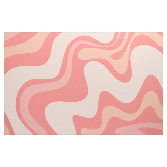Retro Liquid Swirl Pastel Pink Abstract Pattern Fabric (Fat Quarter)