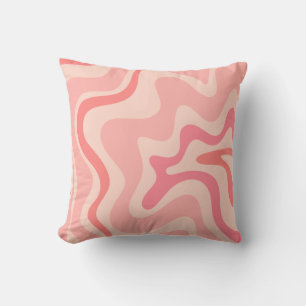 Retro Liquid Swirl Pink Blush Abstract Pattern Cushion