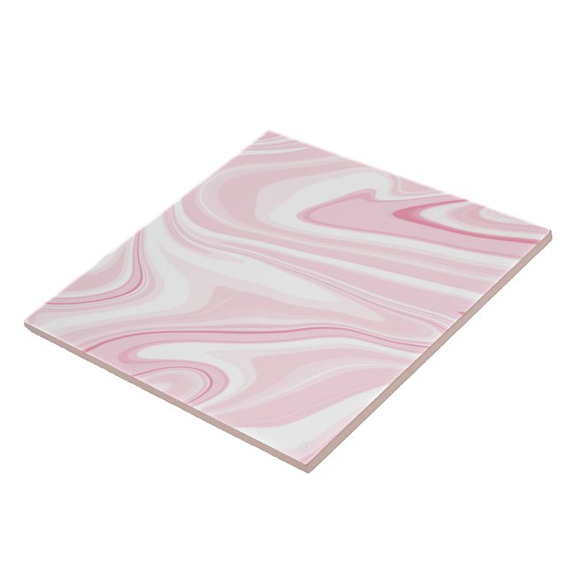 Retro Liquid Swirl Pink Painting Aesthetic Ceramic Tile (Side)