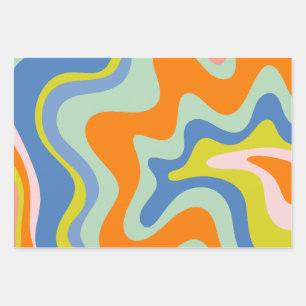 Retro Liquid Swirl Trippy Abstract Pattern Wrapping Paper Sheet