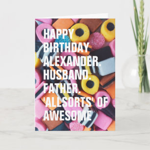  Retro Liquorice Allsorts Custom Text Birthday  Card