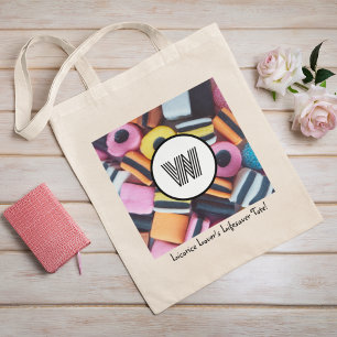 Retro Liquorice Allsorts Monogram with Custom Text Tote Bag
